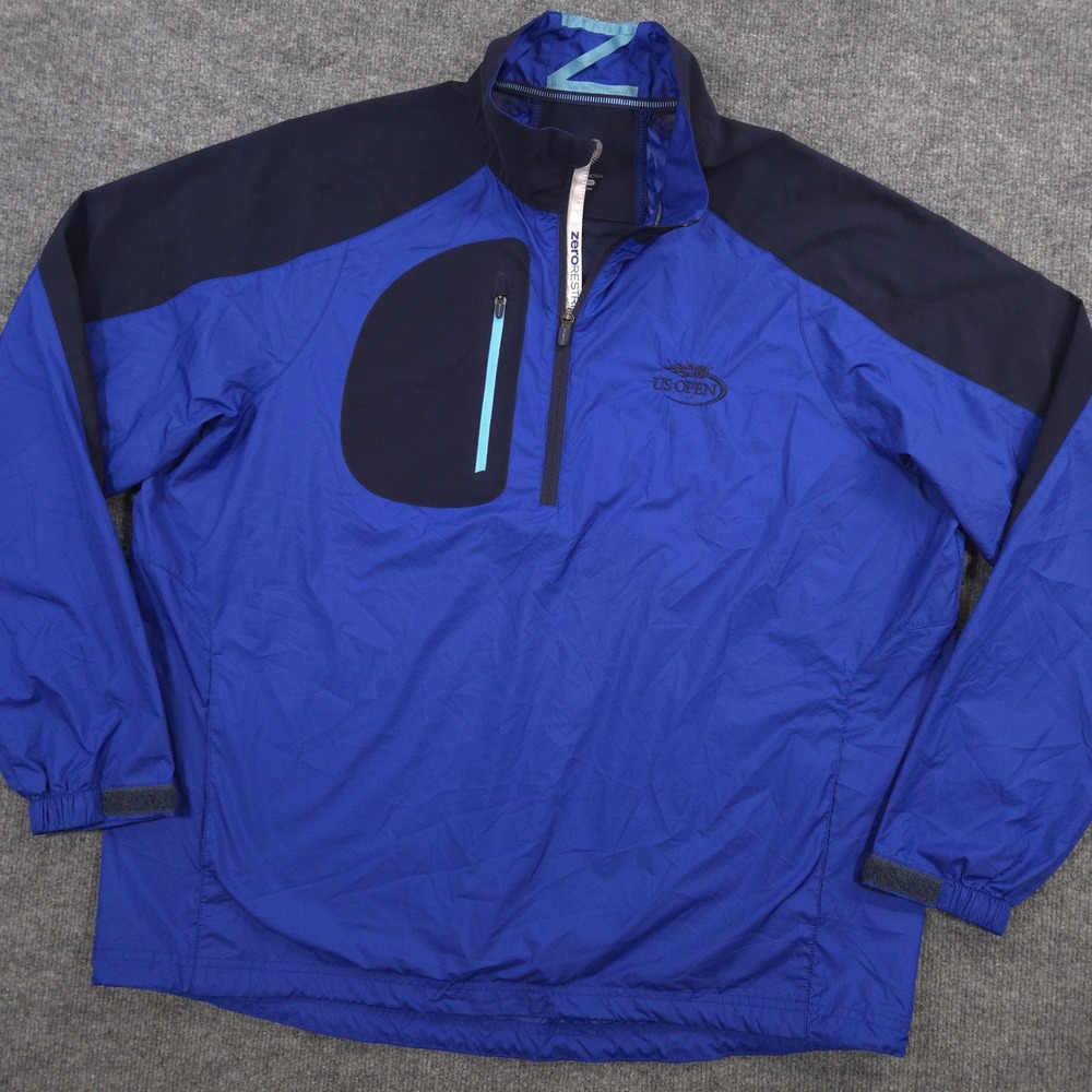 Zero Restriction Tour Series Bolt Wind Jacket Mens XL Blue Tennis US Open Logo